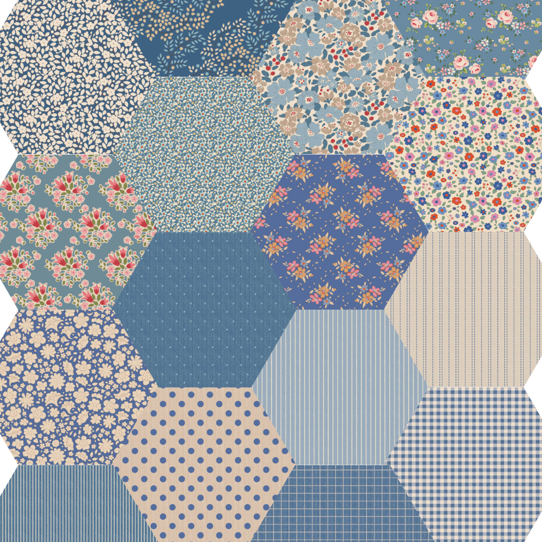 Tilda Pre cut hexagon pakket van 96 stuks 1" afgewerkt (Creating Memories: Summer)