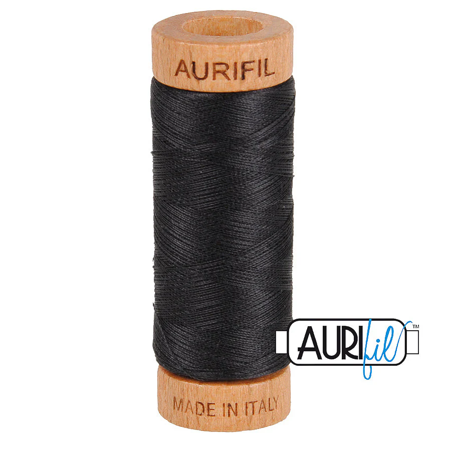 Aurifil VERY DARK GREY 80 WT MAKO COTTON SMALL 280M
