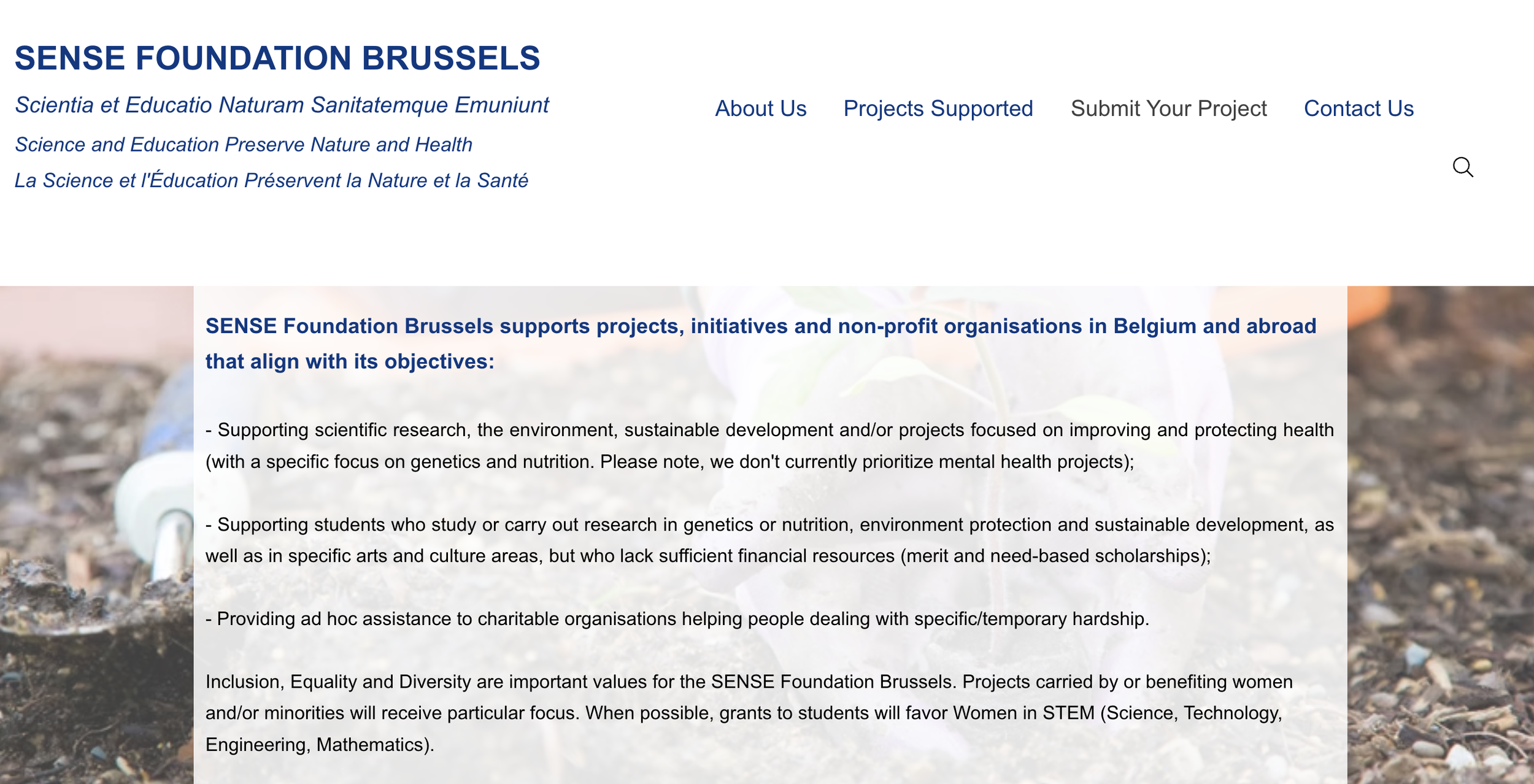 SENSE Foundation Brussels Grants for Health and Sustainability
