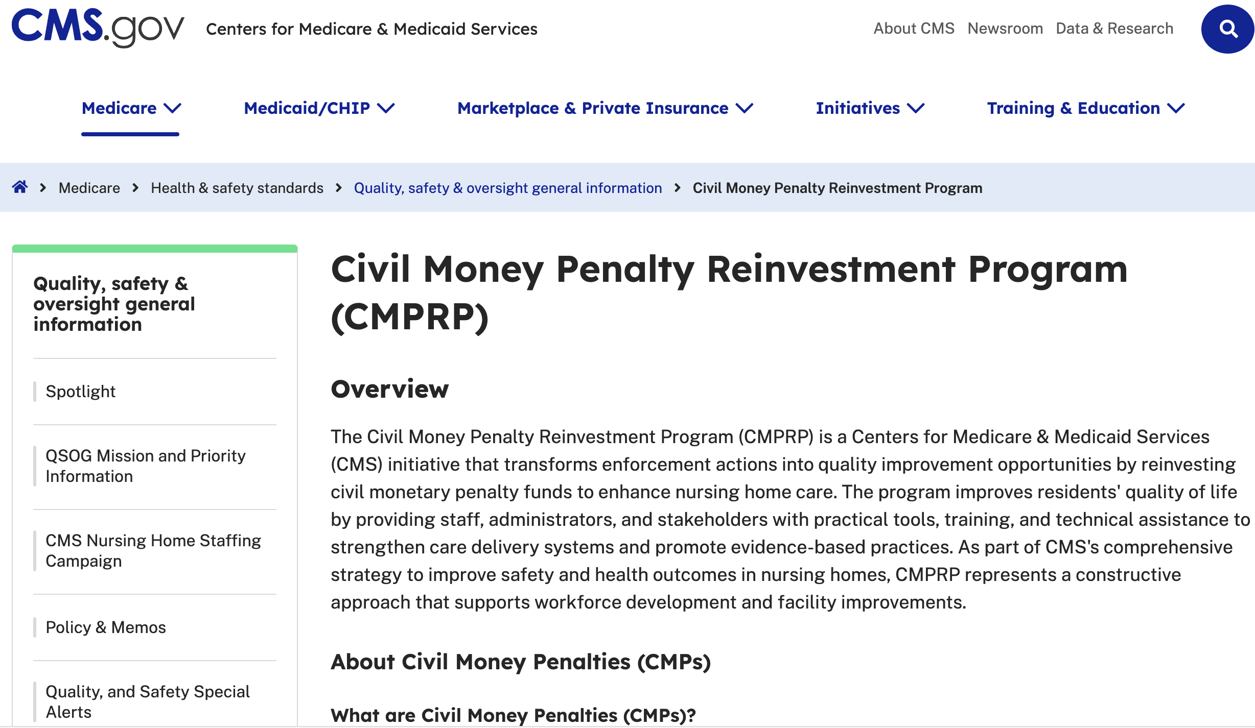 Civil Money Penalty Reinvestment Program
