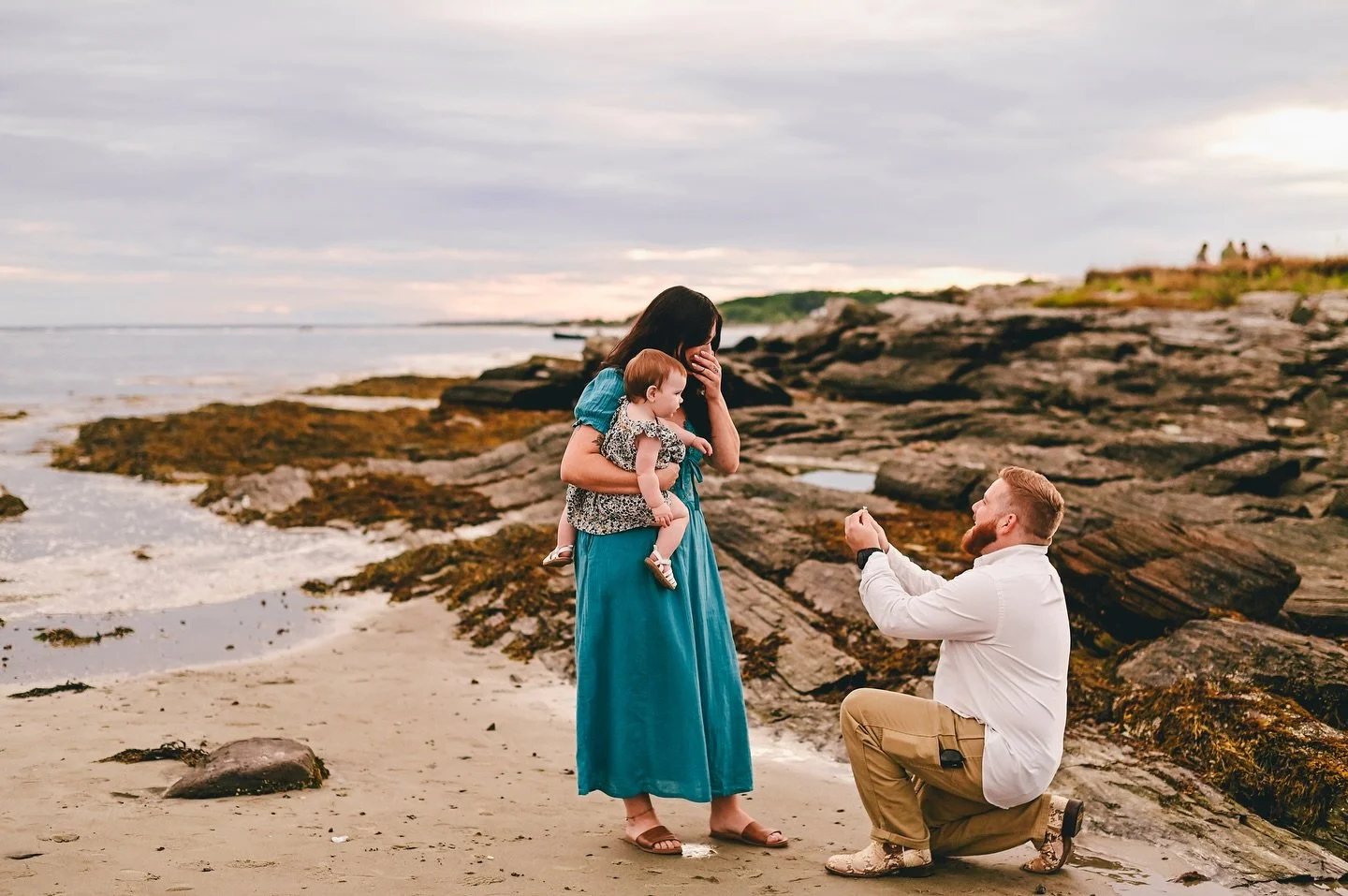 One of the sweetest sessions ever! Blake got in touch with me and told me he wanted to surprise his girlfriend Kassidy with a family session while they were visiting Maine&hellip; but he wanted to propose during the photoshoot, too! 🥹💖 I made sure 