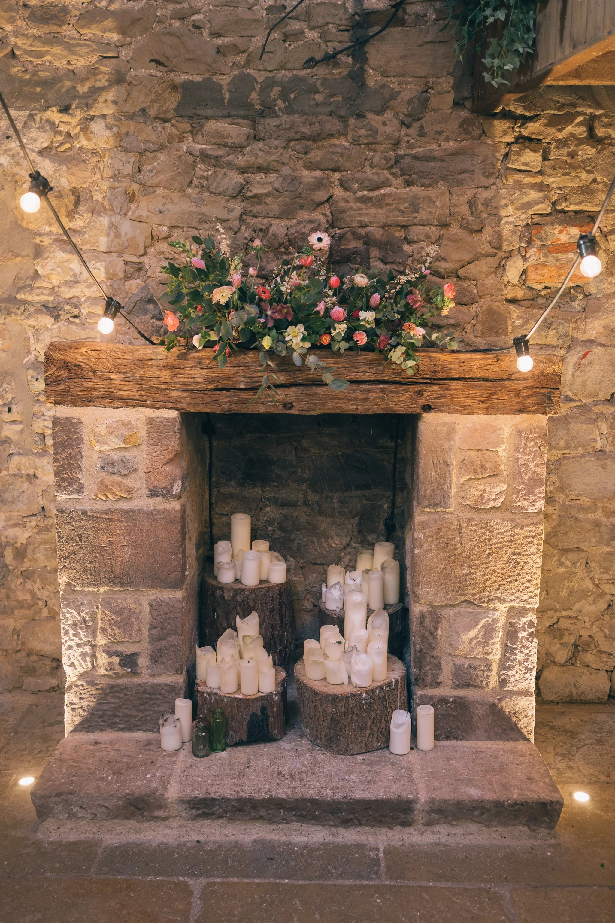 Fireplace flowers. Doxford Barns, Northumberland.