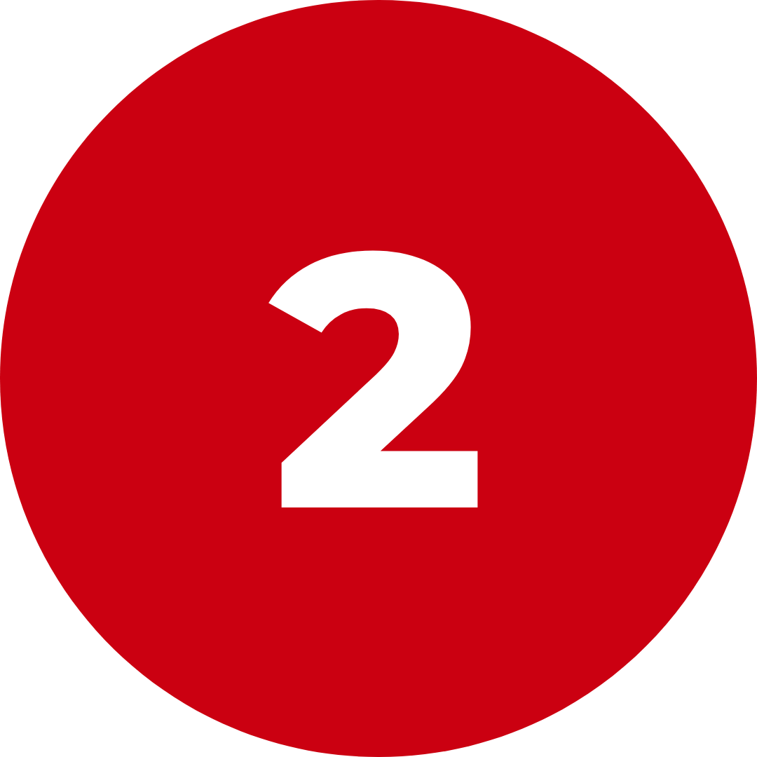 Red circle with a white number 2 in the center.