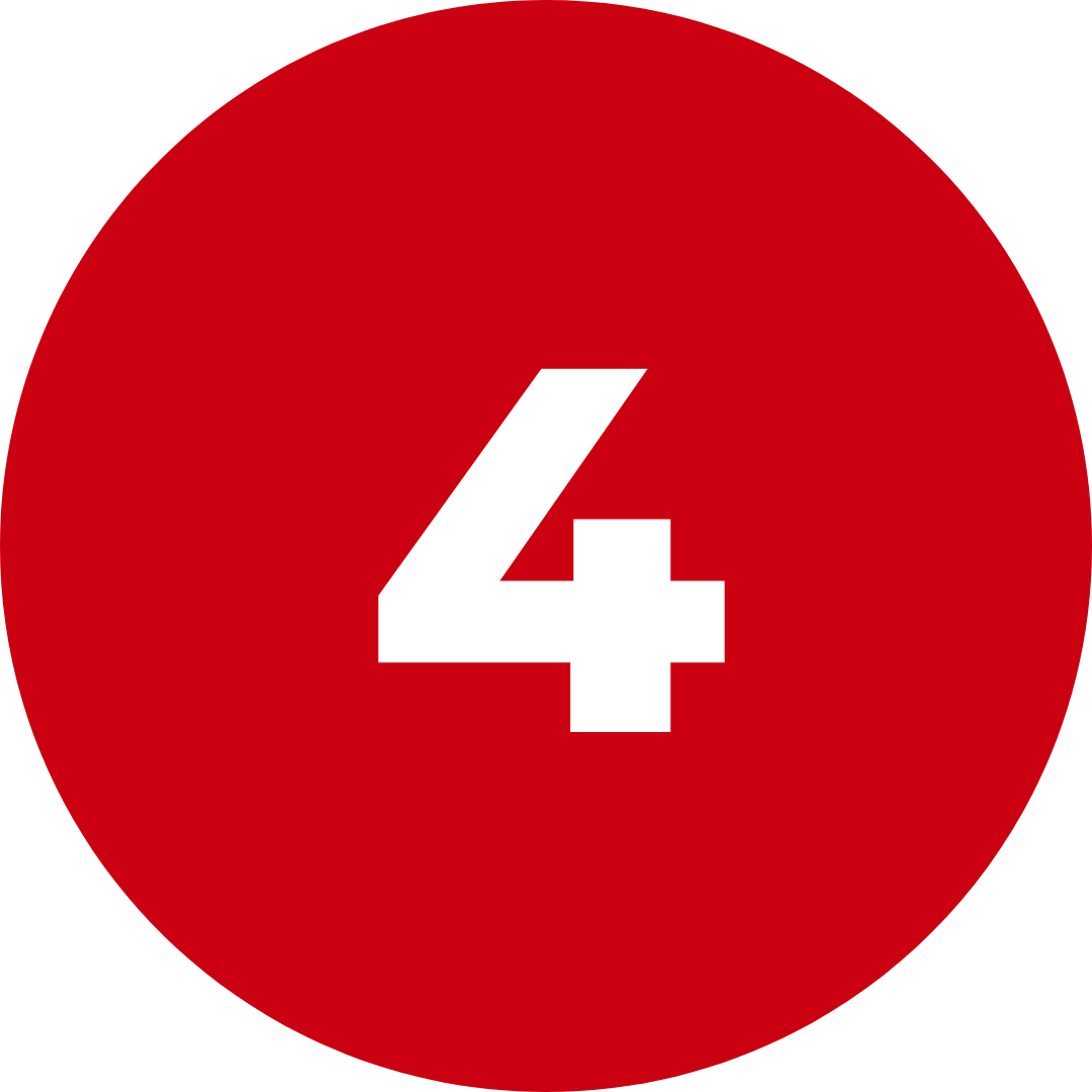 Red circular icon with a white number 4 in the center.