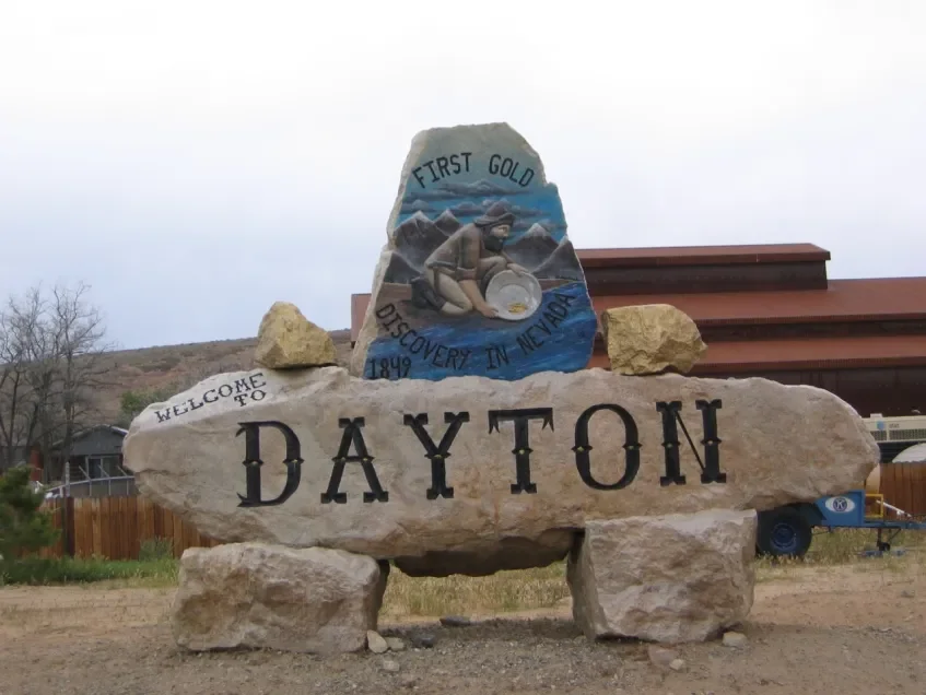 Welcome to Dayton, Nevada sign in the community served by Wilcox Plumbing and Leak Detection.