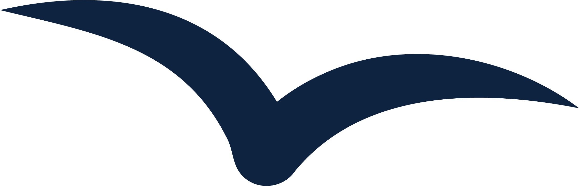 Black background with two curved navy blue shapes, one larger and one smaller, overlapping