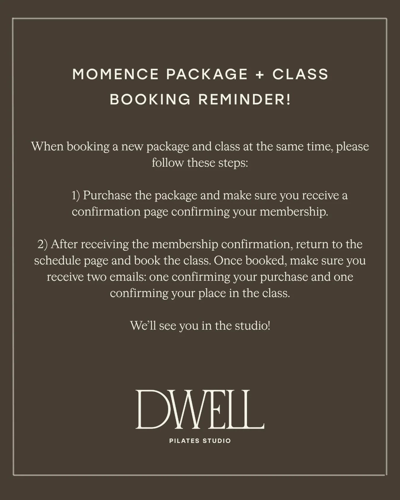 We love our Momence platform! However, when purchasing a package and booking a class at the same time, please follow these steps to ensure you are booked into the class and on the list 🫶