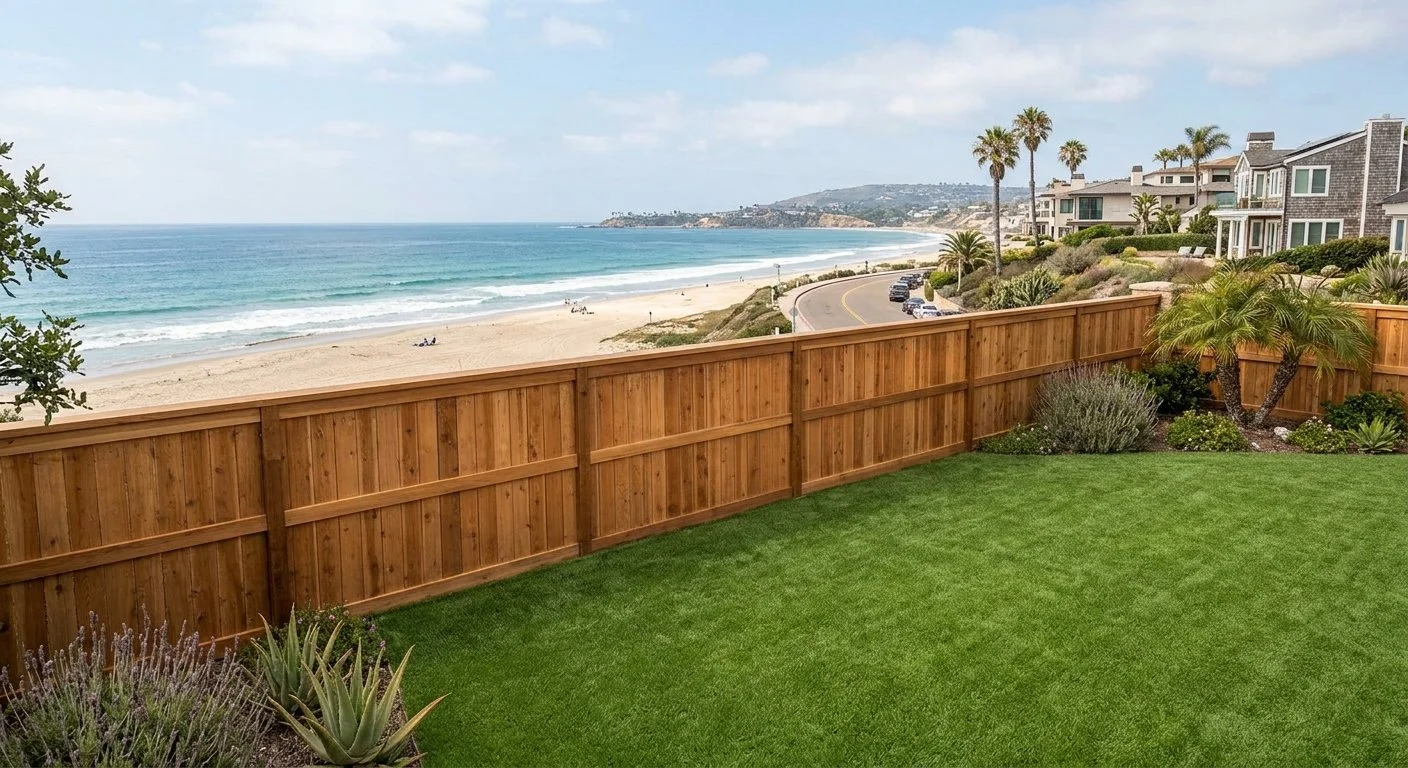 Cap and Trim Wood fenc in Oceanside