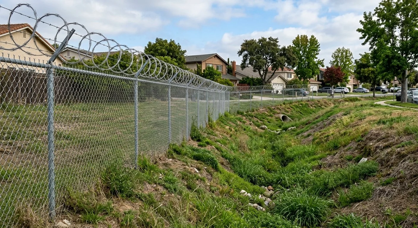 Chainlink razor wire in oceanside