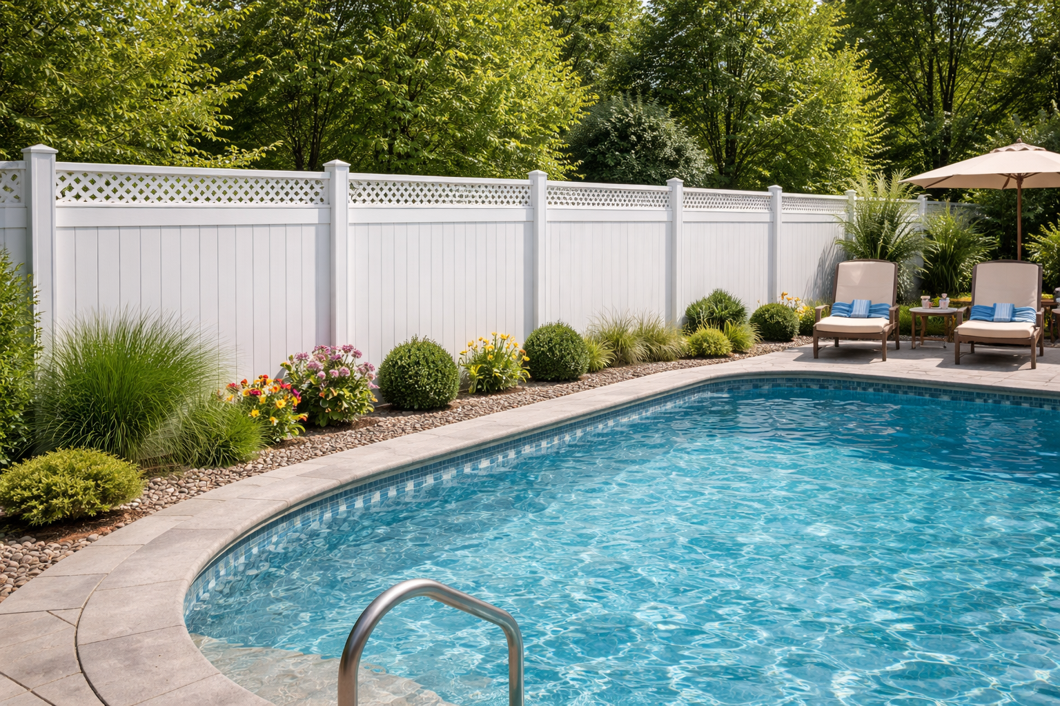Vinyl fence in Del Mar by pool