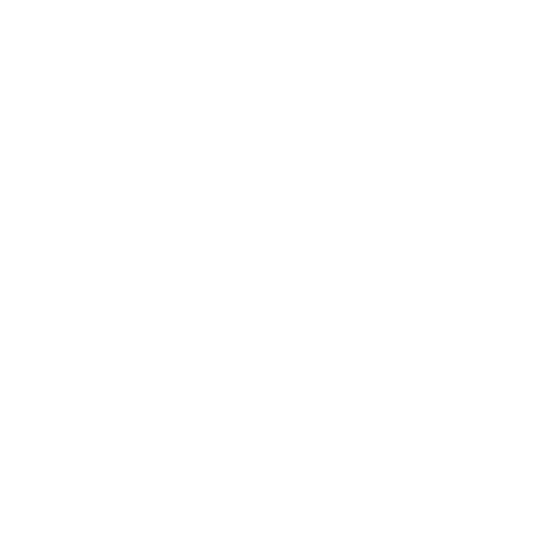 A white circular logo with abstract lines and shapes on a black background.