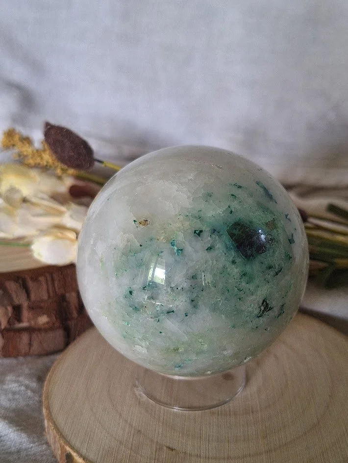 Chrysocolla in Quartz Large Sphere | 62mm