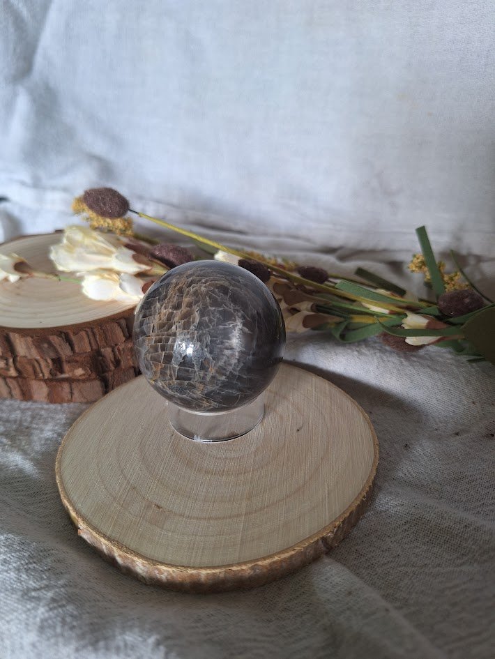 Black Moonstone Sphere | 47mm