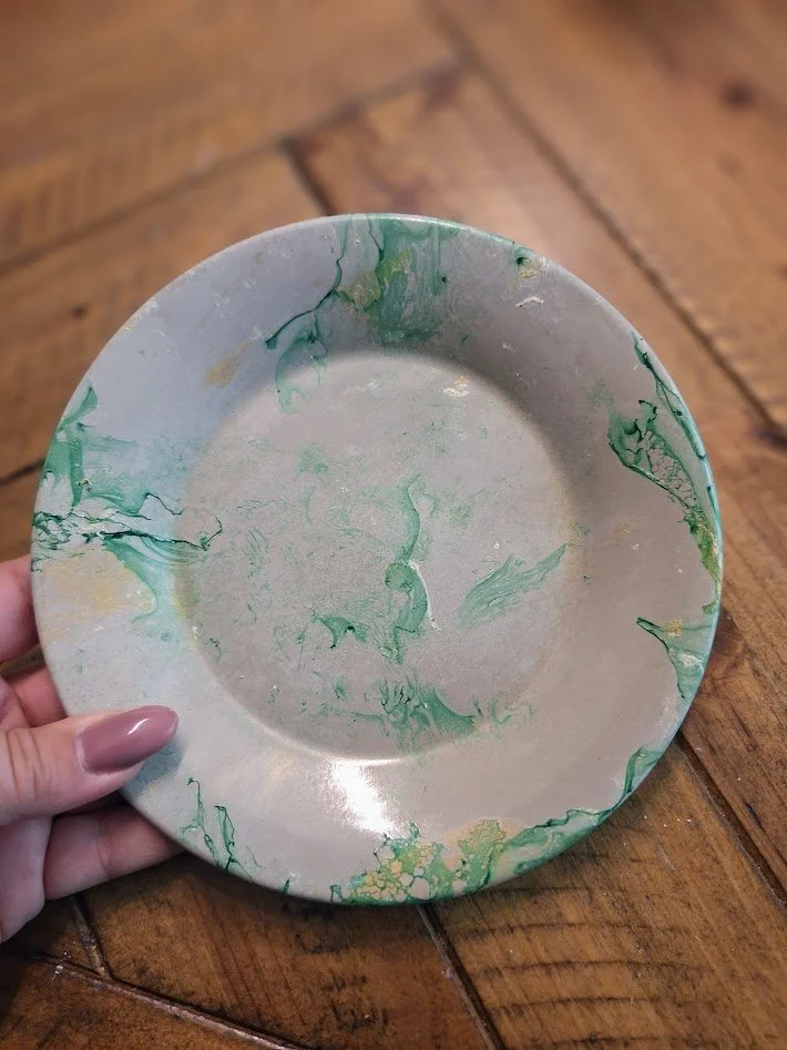 Round Dish | Green + Gold  Marble