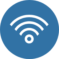 Wi-Fi signal icon in a blue circle