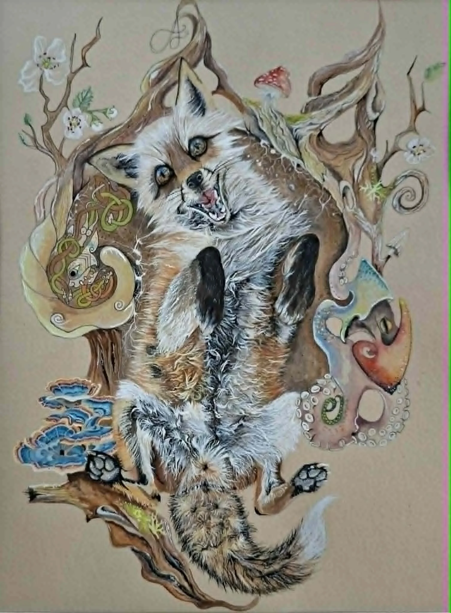 Le Chéile
(Reserved) €790
A3 | Watercolour, Gouache, Ink and Fine Point Pen | Professionally framed.
Le Chéile, meaning "together", is a reflection on the invisible threads that connect all living things. Inspired by the flowing ornamentation of the 