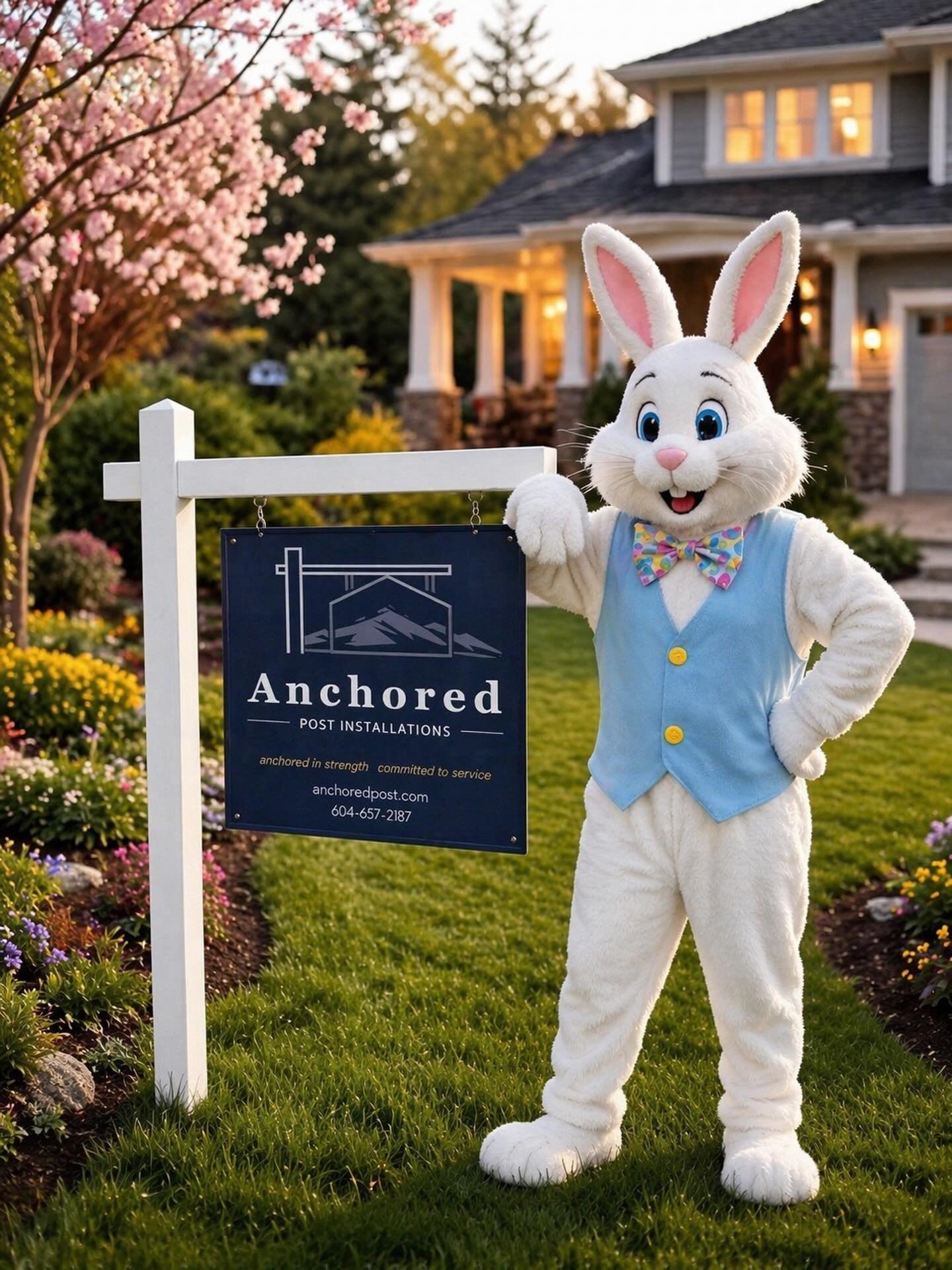 Here is my Easter instagram POST 😉🐇

Strong, clean installs&hellip; with just a little extra hop this time of year

At Anchored Post Installations, we&rsquo;re here to make sure your listings stand tall this spring market

Reliable. Professional. A