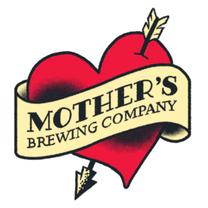 Logo of Mother’s Brewing Company featuring a red heart with an arrow through it and a banner with the company name.