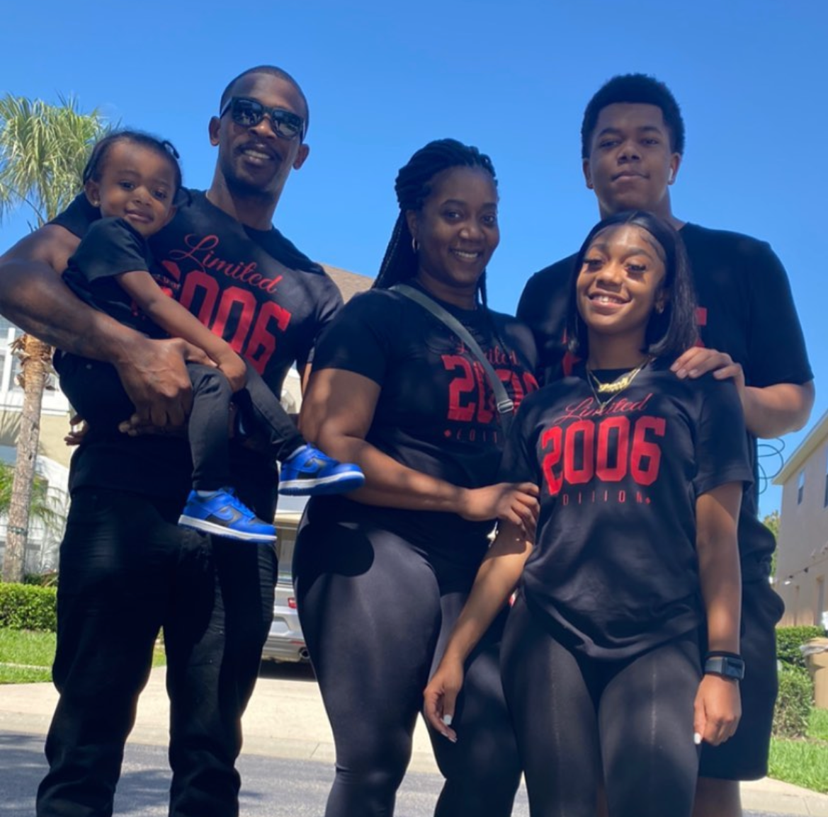Family in matching custom 2006 tees