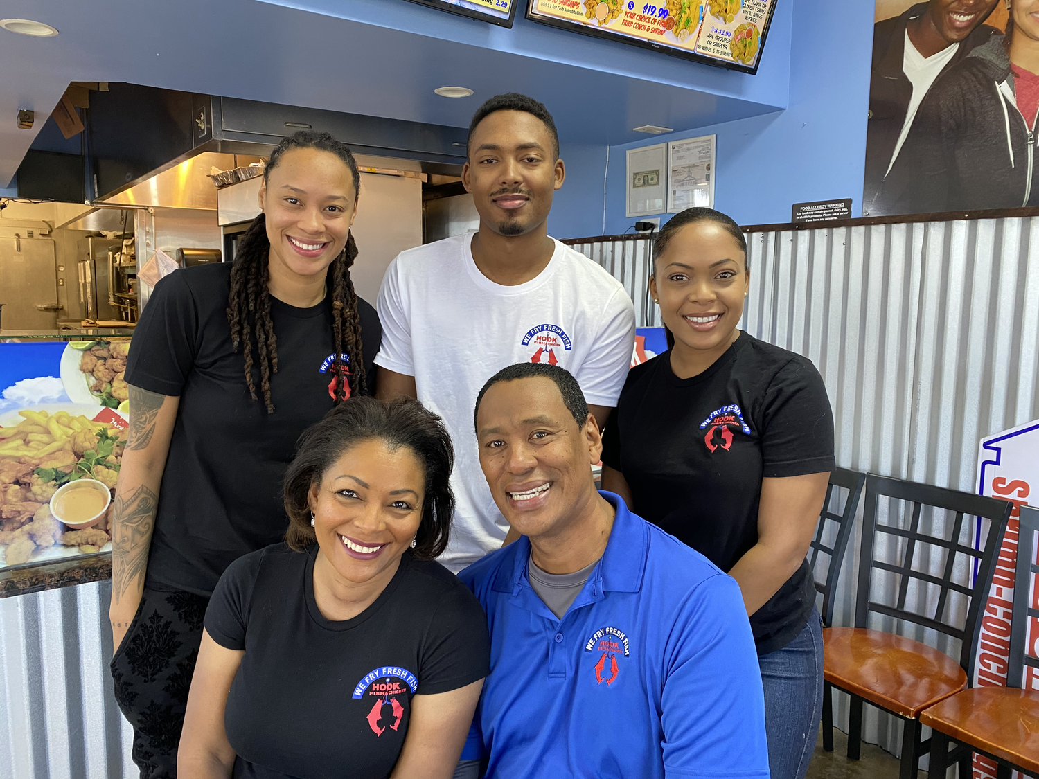 Business team in custom branded tees