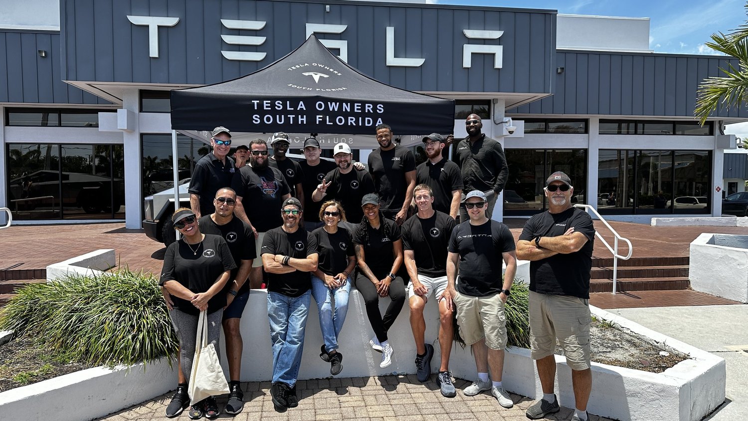Tesla Owners South Florida group in matching custom tees