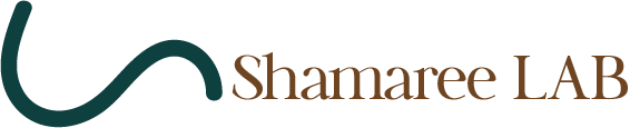 Shamaree LAB logo with a stylized wave design on the left and text on the right