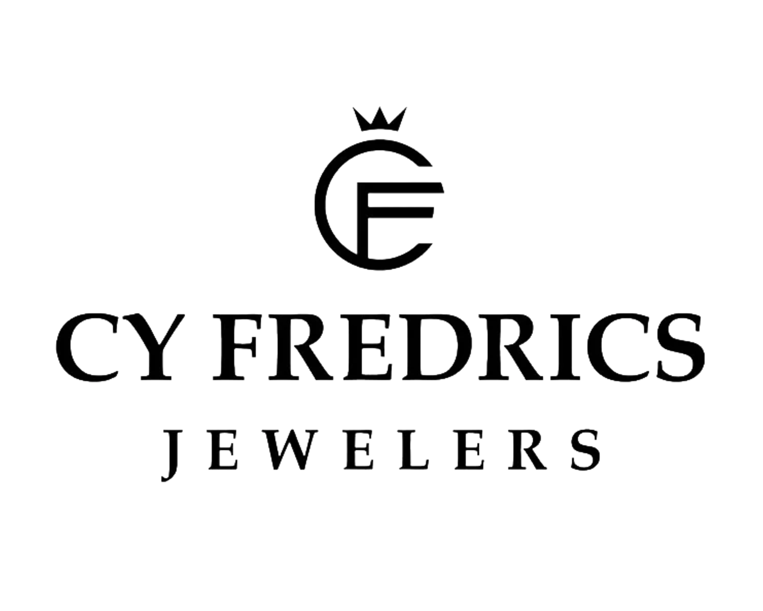 Logo of Cy Fredrics Jewelers featuring a stylized letter 'C' with a crown on top, and the company name in ornate font.