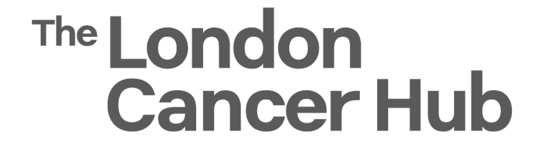 Bold text reading 'The London Cancer Hub' on a black background.