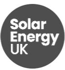 Black circle with the text 'Solar Energy UK'