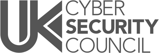 Logo of the UK Cyber Security Council with text and graphic elements.