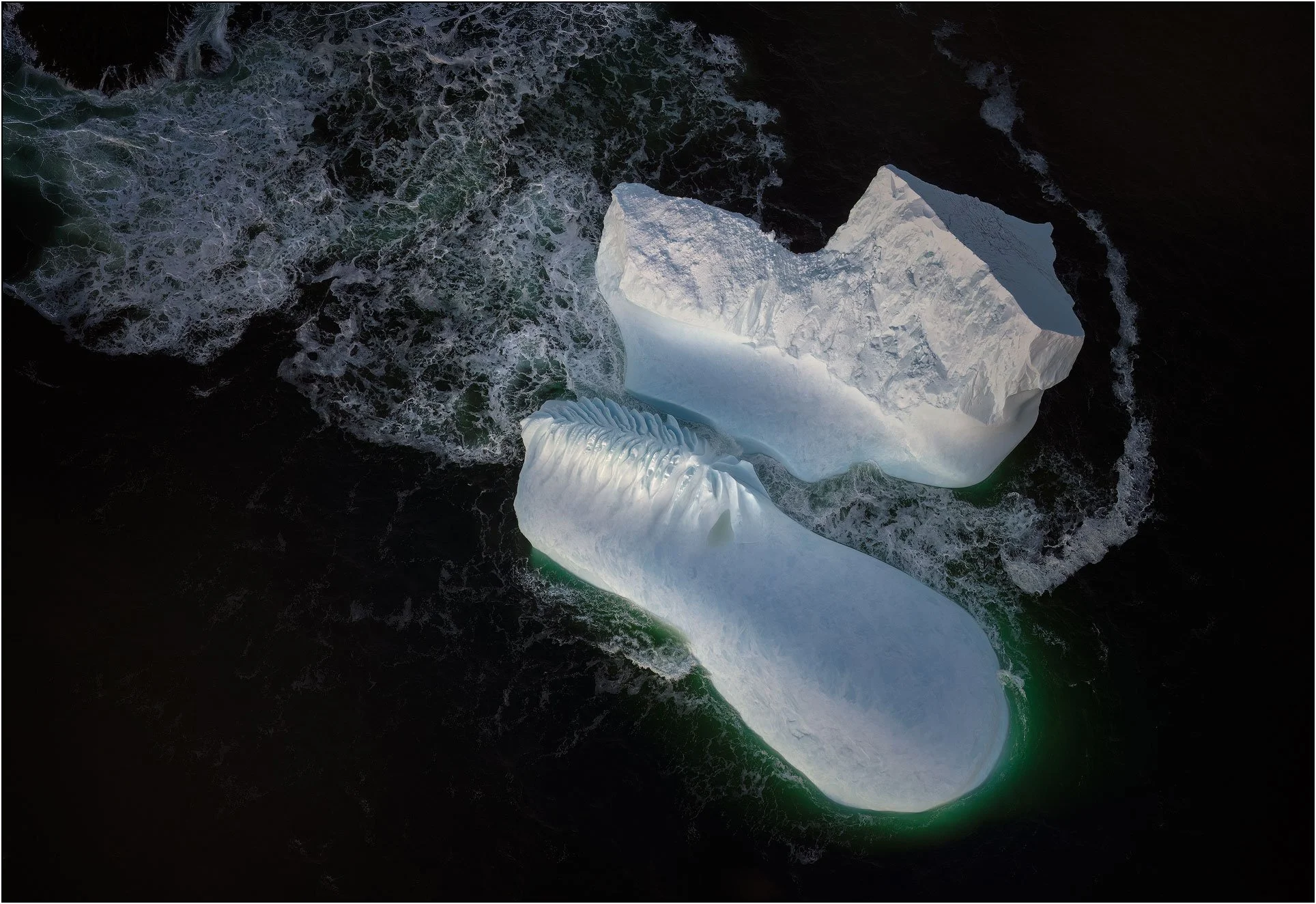 Aerial view of an iceberg.