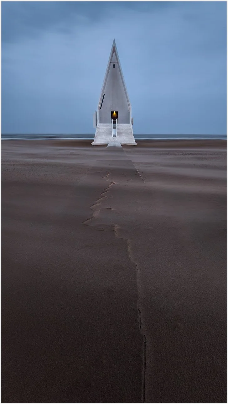 Lone chapel on beach in Anaya, China.