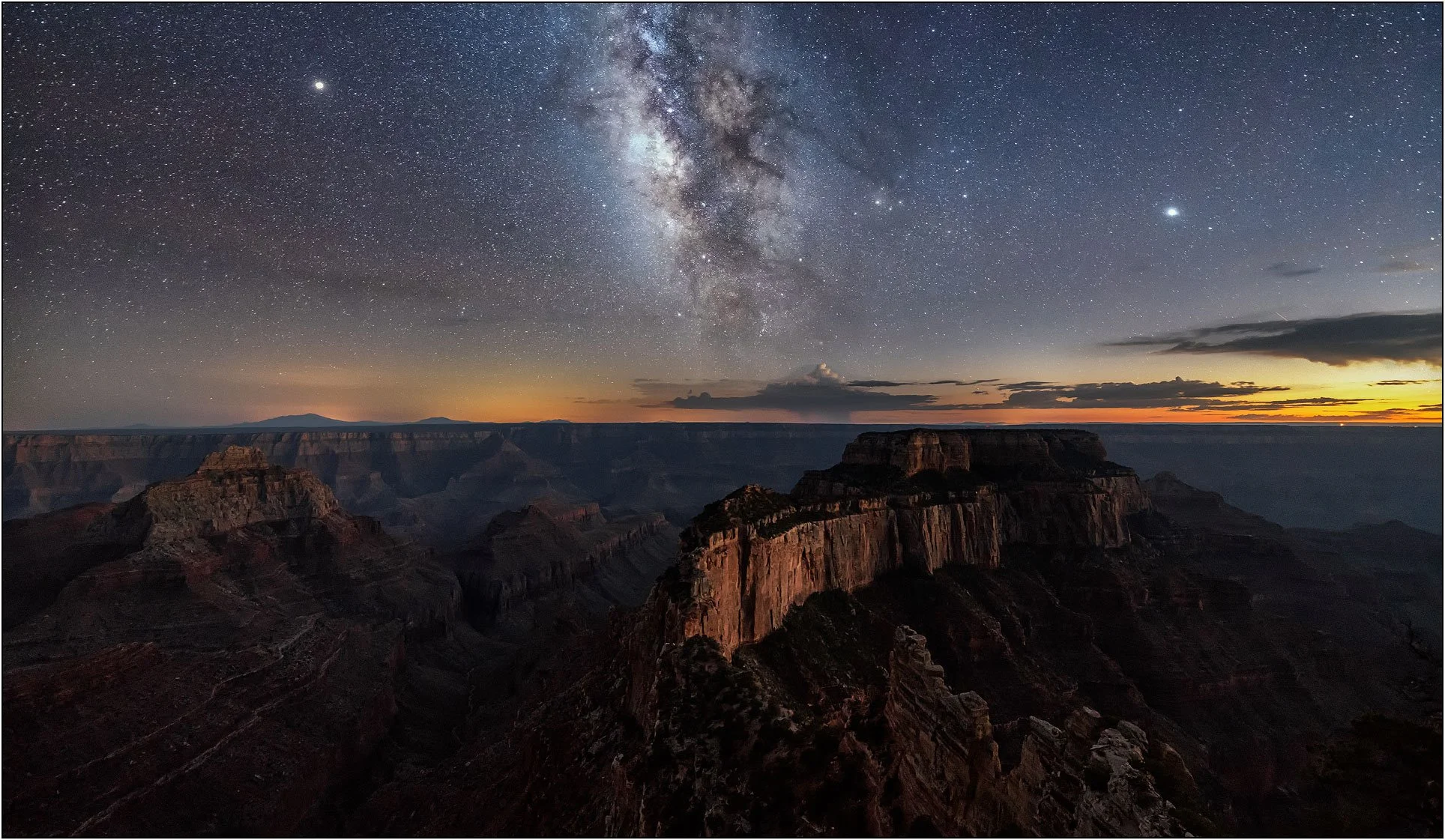 Milky Way rising over the Grand Canyon at dusk