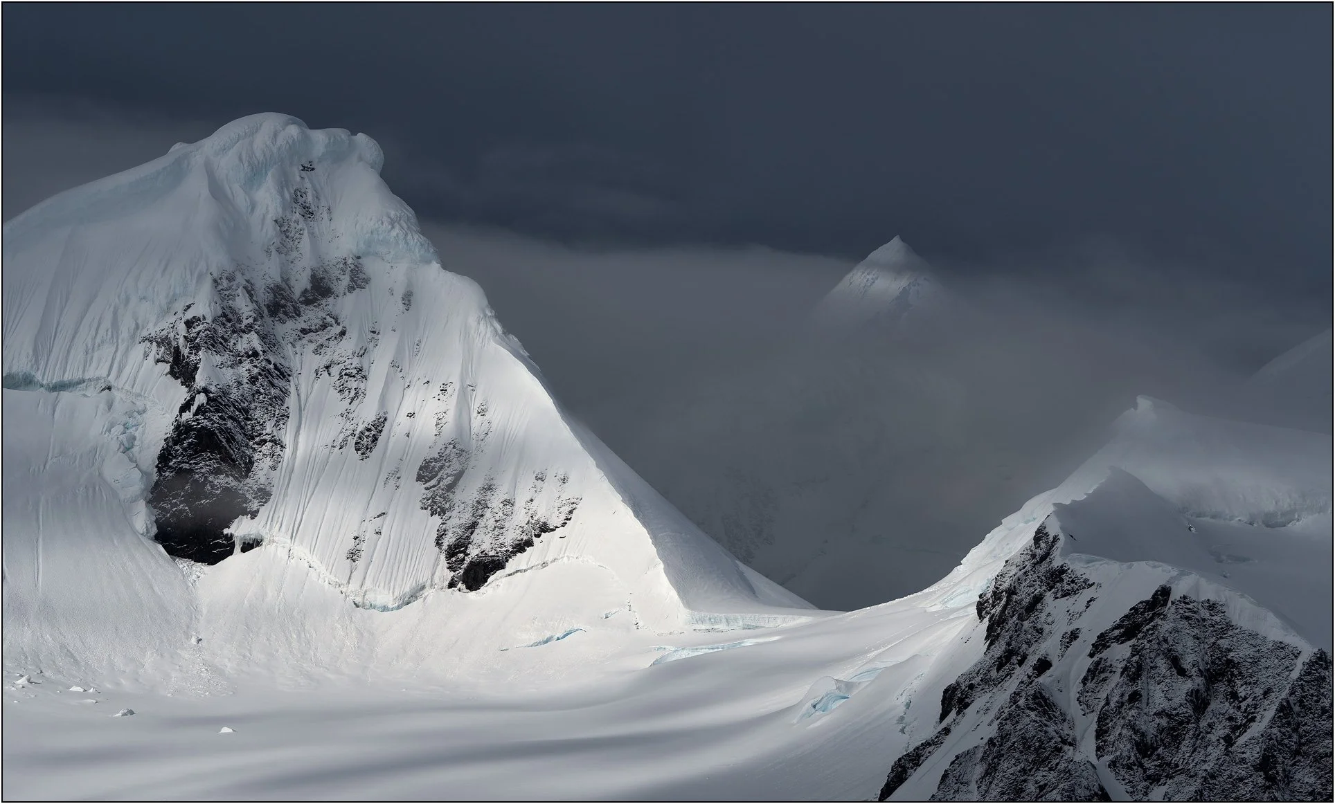 Snow mountains of Antarctica peninsula.