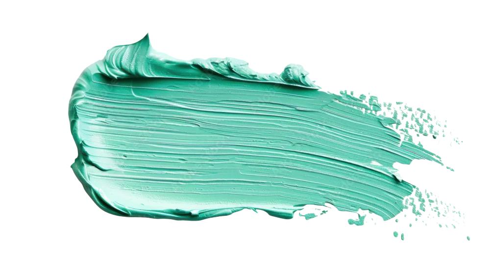 A broad, textured swipe of mint green or teal paint on a transparent background.
