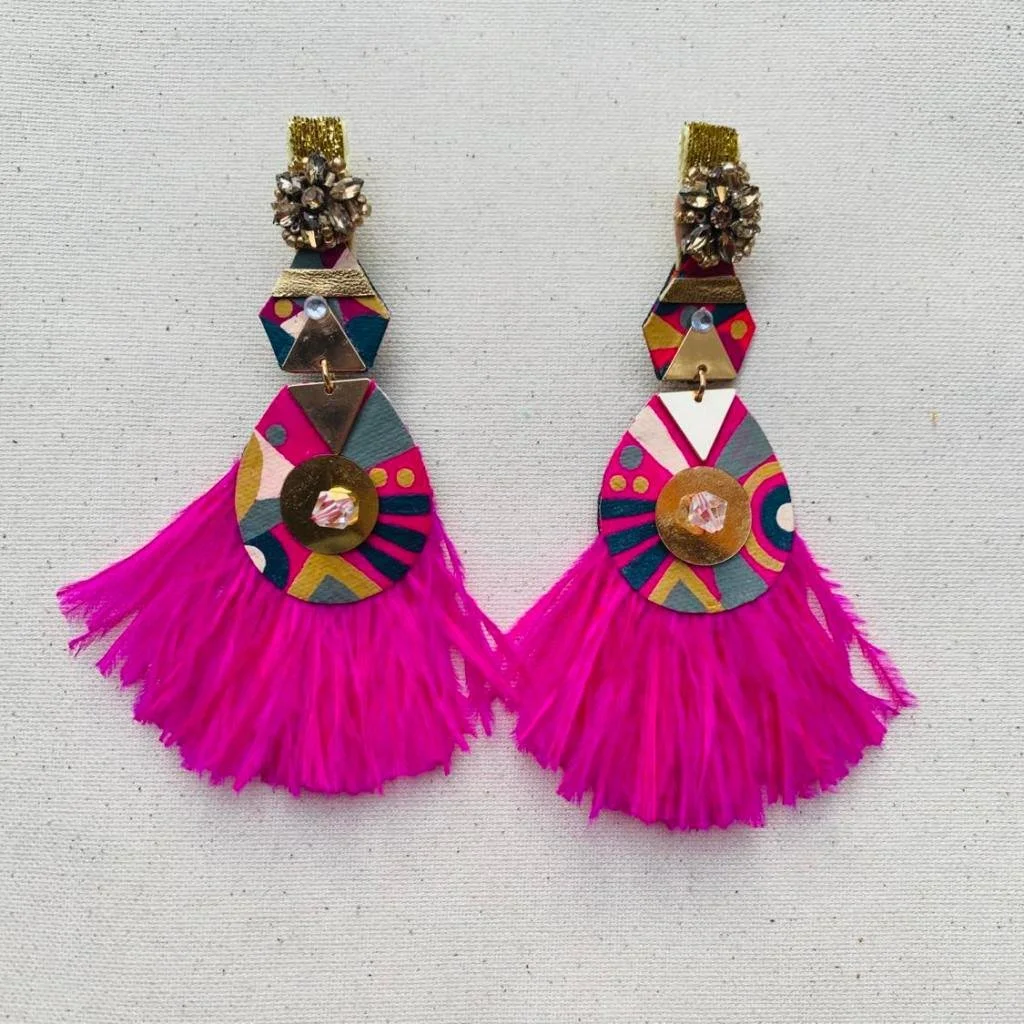 Pink Feather Earrings