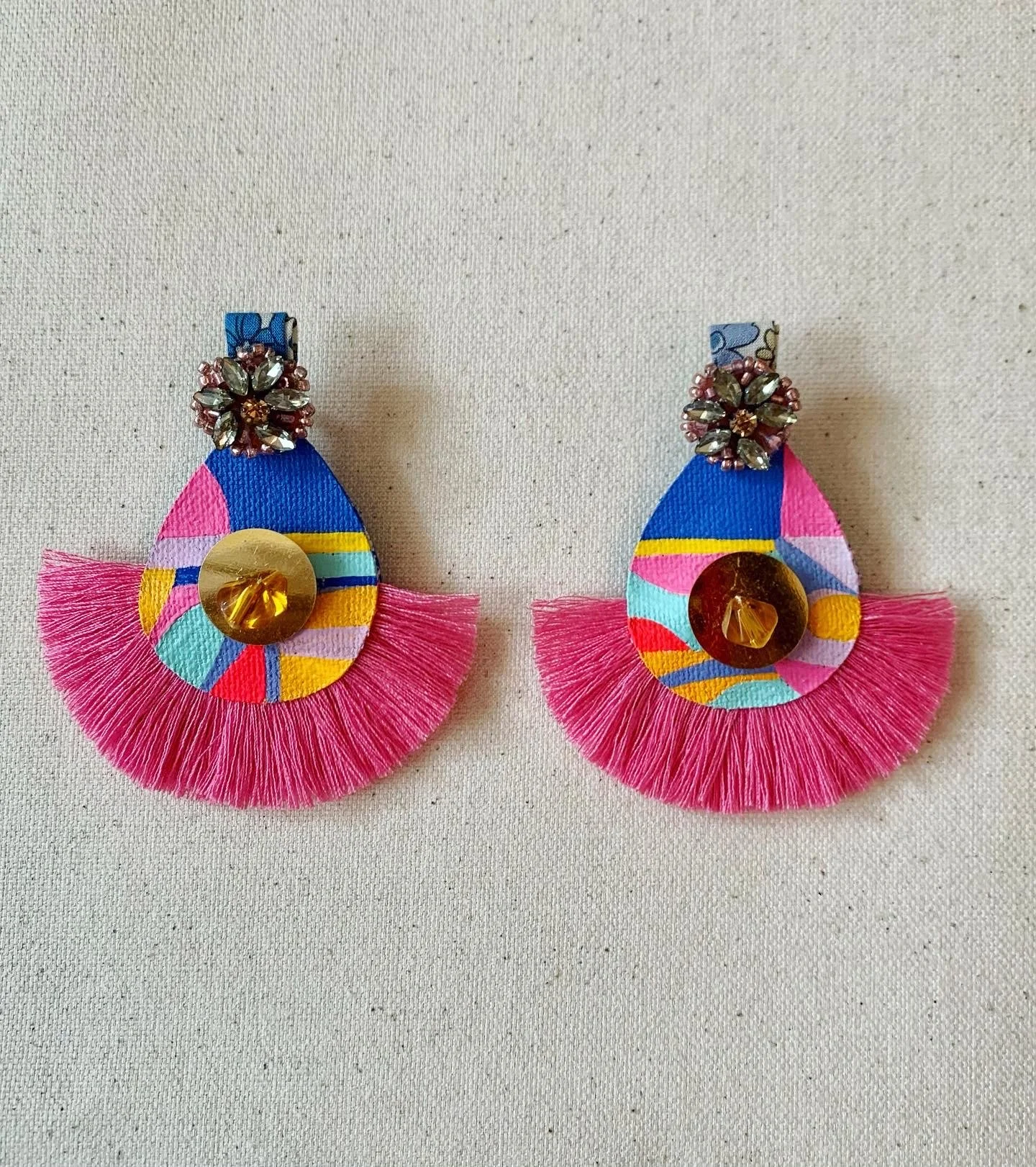 Pink and blue earrings