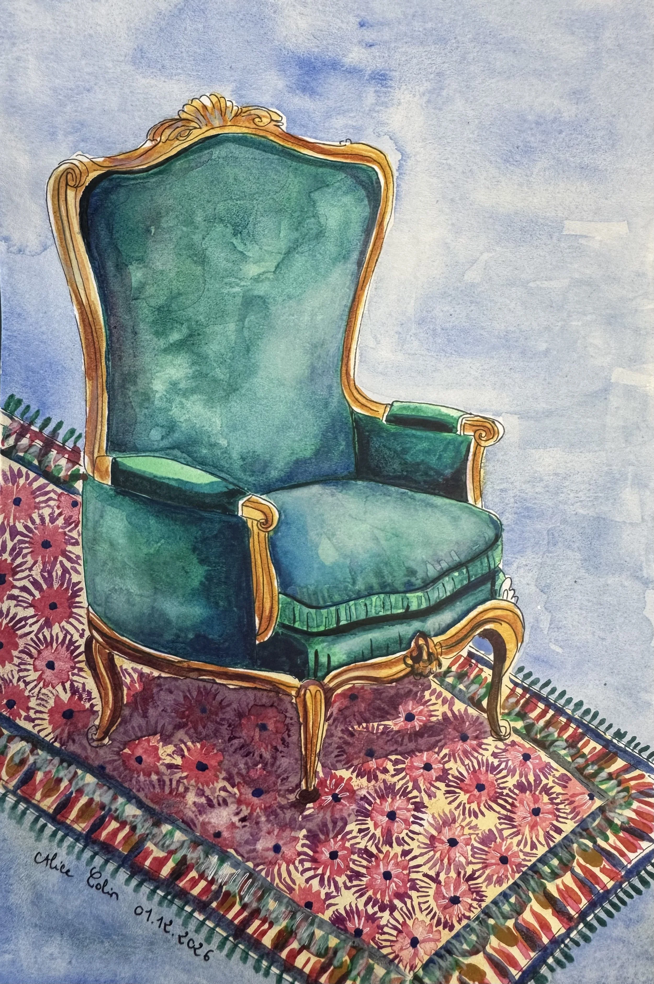 Antique Chair on Rug