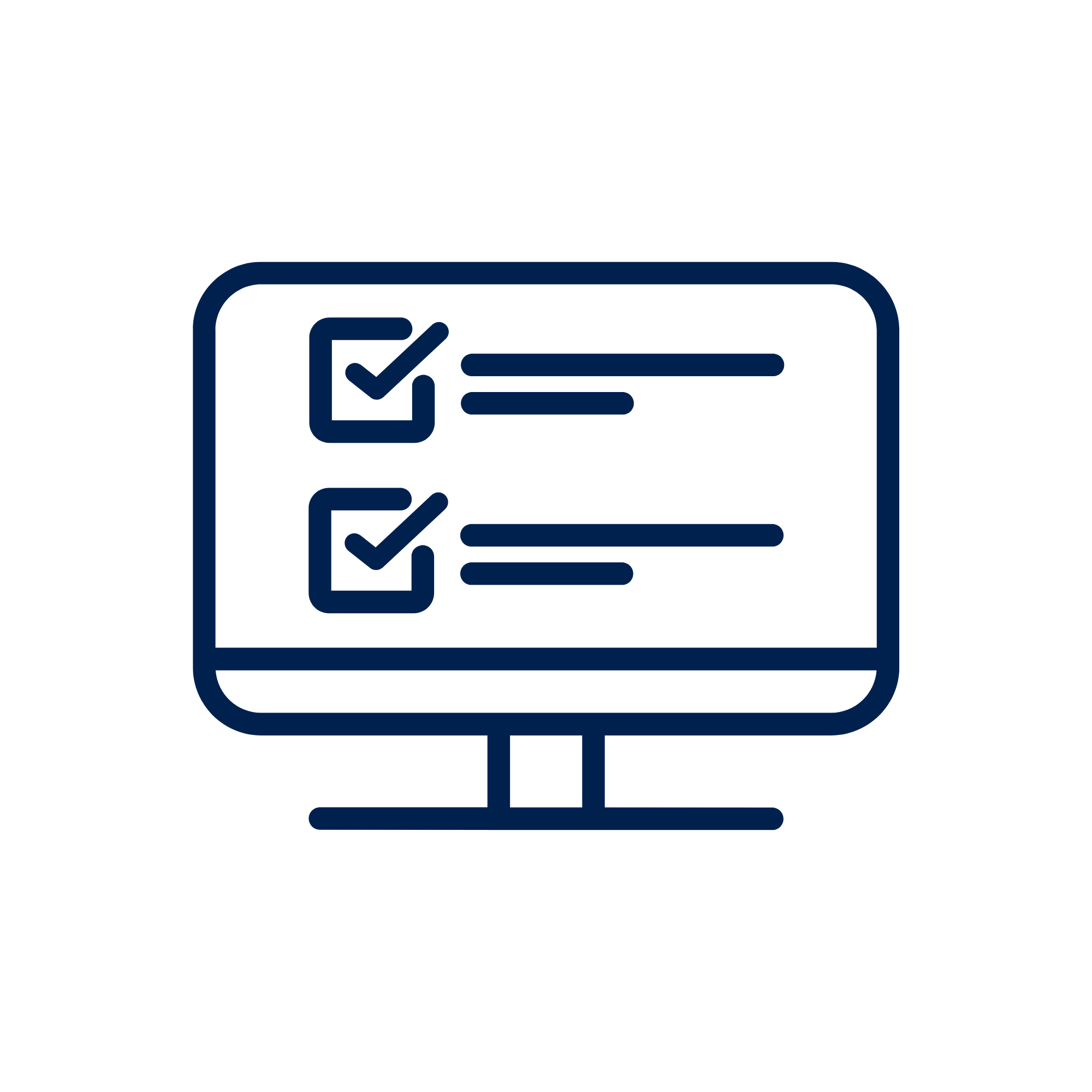 Icon of a checklist with three checkmarks next to lines of text, on a computer screen for MTD ITSA