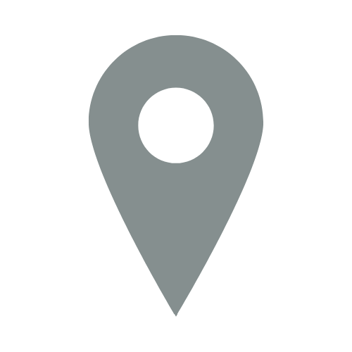 Gray location pin icon on a black background