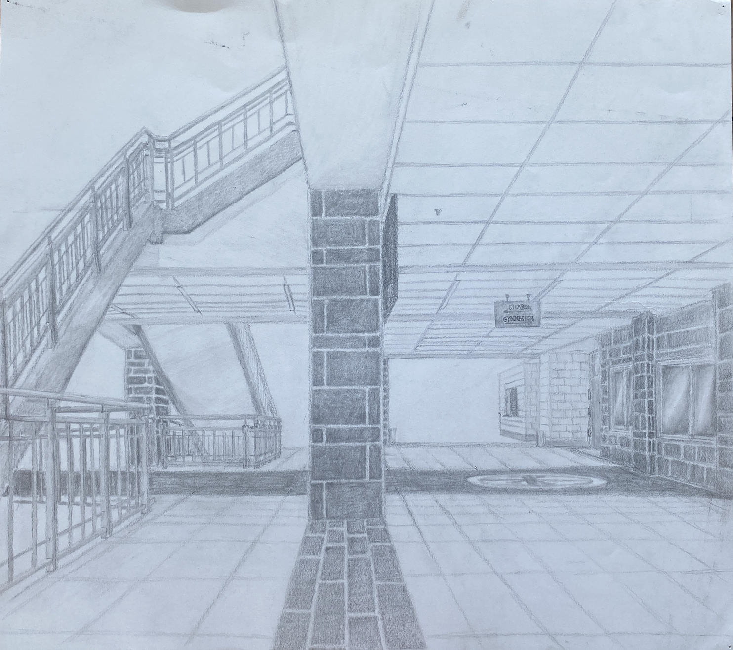 Highschool Centerpiece. 2020, graphite on paper, 16" x 14"