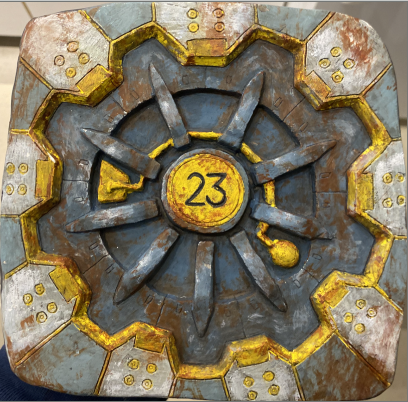 Vault Door. 2024, Plaster cast, Acrylic Paint, 7” x 7”