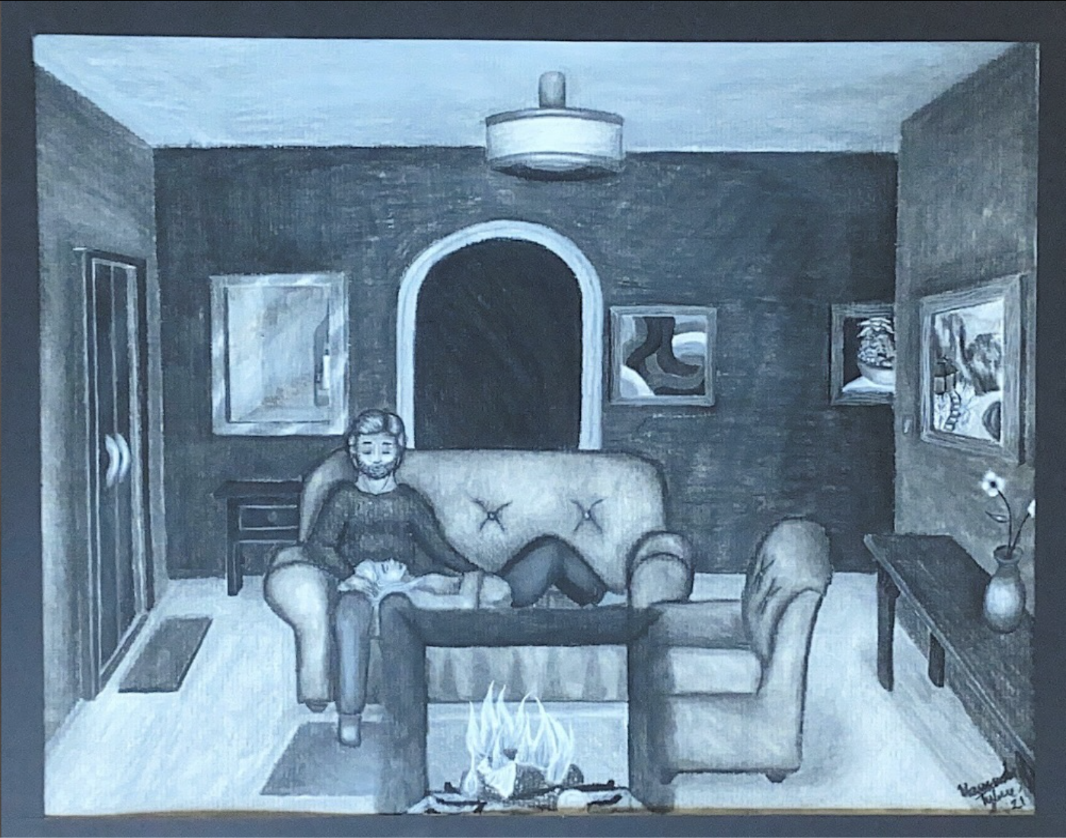 Comfort Collection. 2021, Charcoal on paper, 12” x 14”