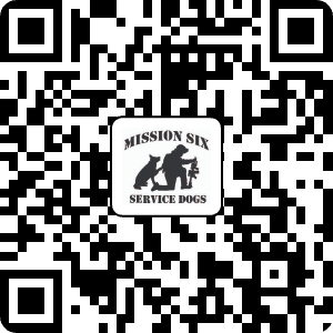 QR code with a logo in the center for Mission Six Service Dogs.