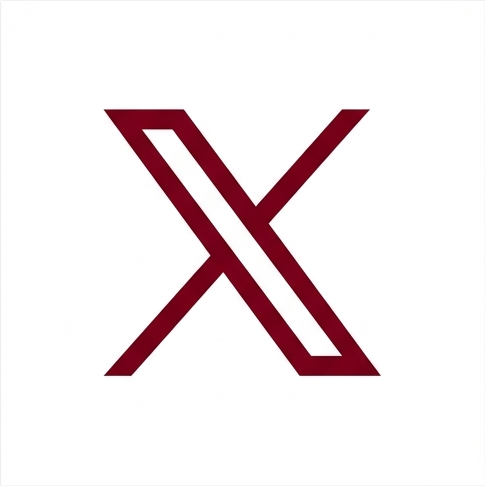 A stylized letter 'X' logo in dark red color on a white background.
