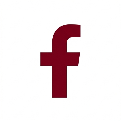 Red Facebook logo on a white background.