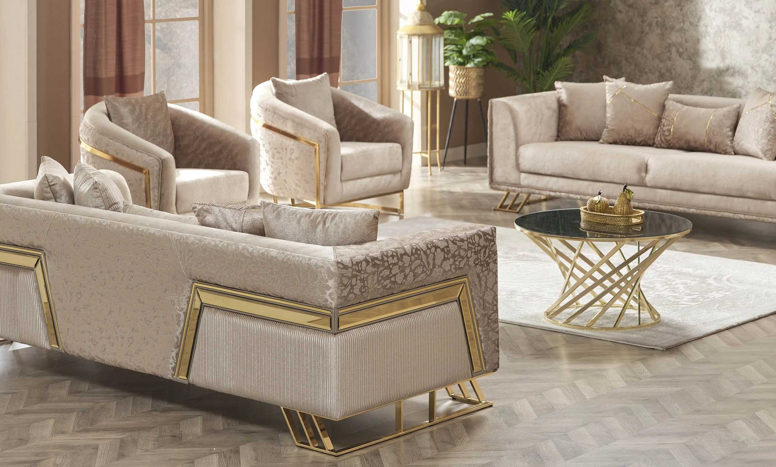 Modern 3-Piece Living Room Set – Sofa, Loveseat & Accent Chair (Eloria Luxe Collection)