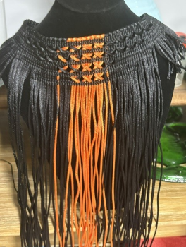orange and black tāniko weave neck piece/collar