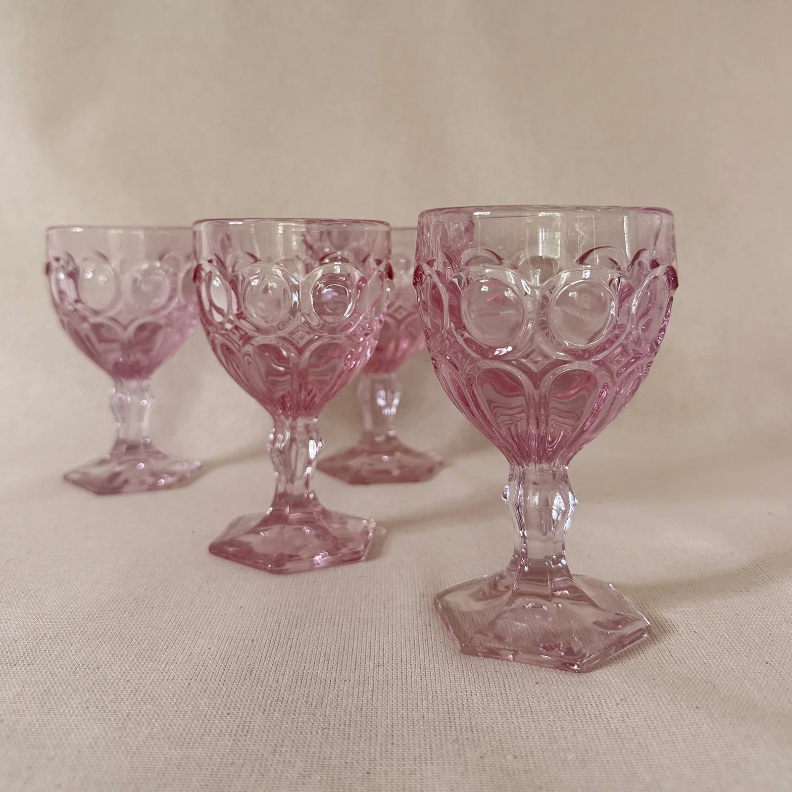 pink moonstone water goblets