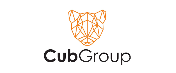 Line art illustration of a bear's head, with the logo 'CubGroup' beneath it.